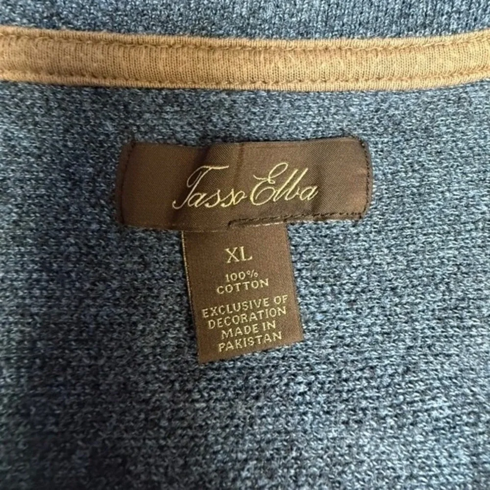 Tasso Elba Mens XL Blue Textured Quarter Zip Long Sleeve Pullover Cotton Sweater